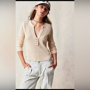 Free People Women's Cream Blouse size XL